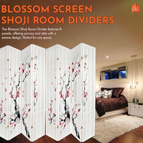 Legacy Decor 4-Panel Blossom Screen Portable Foldable Shoji Room Divider Black K541964