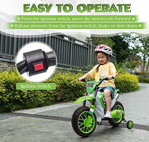 TOBBI Kids 12V Electric Ride-On Motorcycle Dirt Bike for Toddlers, Blue E552