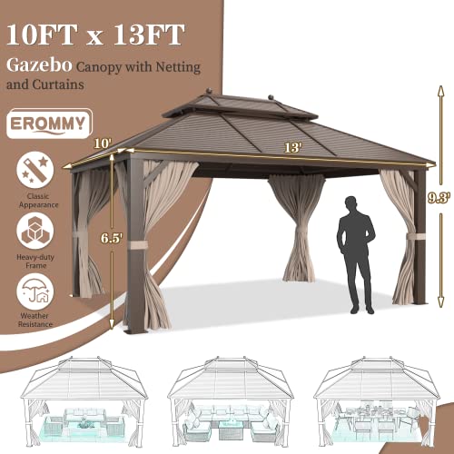 EROMMY 14'x20' Hardtop Gazebo Double Roof Galvanized Steel Outdoor Pavilion G3084