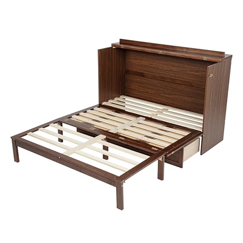 Queen Murphy Bed with Desk and Removable Shelves, USB Port, White H566492