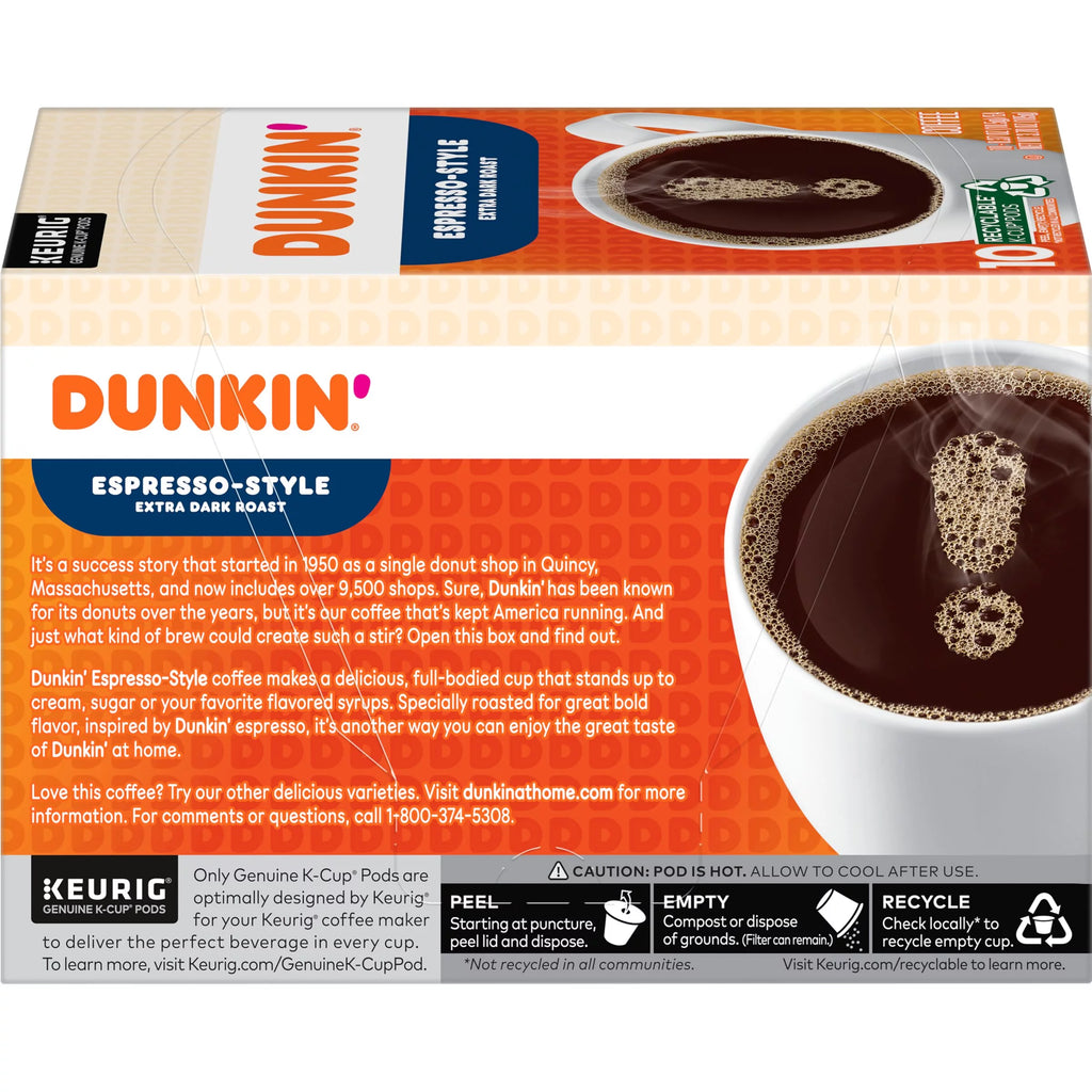 Dunkin' Espresso-Style K-Cup Coffee Pods, 60 Count T504