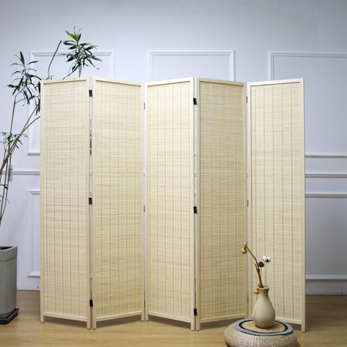 Bamboo Room Divider 6 Panel Folding Screen 67"H x 92.1"W X2437