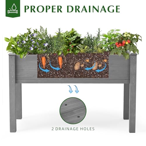 Raised Garden Bed with Legs 40x20x31 Outdoor Wood Planter Box N314255