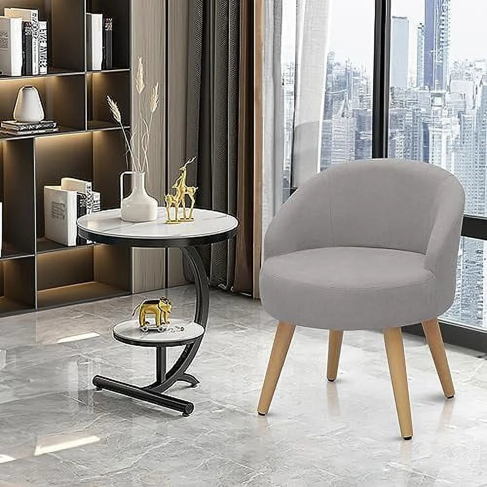 GEROBOOM SpaceSaving Vanity Stool Accent Chair with Wood Legs, Grey Velvet E16539