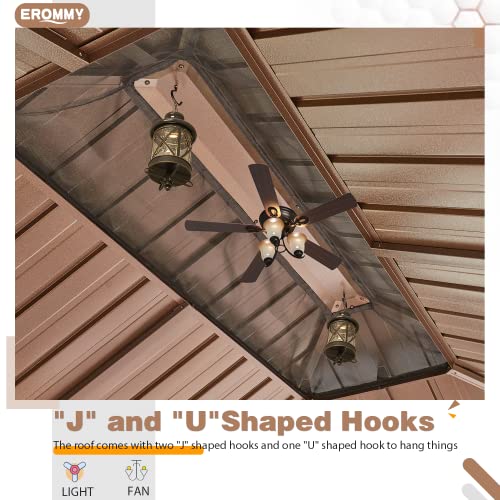 EROMMY 14'x20' Hardtop Gazebo Double Roof Galvanized Steel Outdoor Pavilion G3084