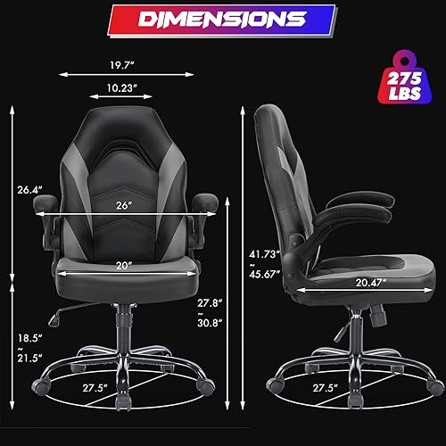 Sweetcrispy Ergonomic Gaming Desk Chair with Flip-up Armrest, Black Blue C253