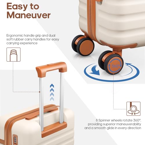 Luggage Sets 3 Piece, Carry On 20 Inch Hardside Suitcase with Spinner Wheels and TSA Lock J67858
