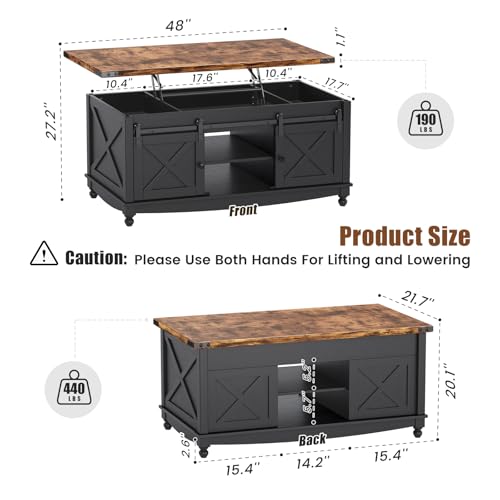 48" Farmhouse Lift Top Coffee Table with Storage, White E473872