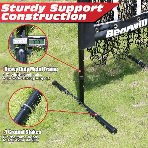 9 Hole Baseball Softball Pitching Net with Strike Zone and Adjustable Target E4379