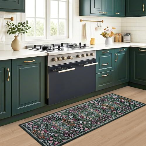 8x10 Floral Washable Area Rug for Living Room, Vintage Soft Non-Slip Carpet Z978379