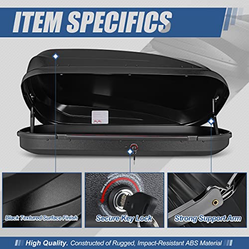 Auto Dynasty Hard Shell Roof Top Car Storage Cargo Carrier, Glossy Black L344