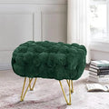Pink Soft Faux  Ottoman Fuzzy Entryway Bench Seat 27"x20"x19" Sturdy Accent Coffee Table for Living Room Make up Vanity Fluffy Shoe Stool with Golden Legs for Bedroom Closet F