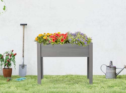 Raised Garden Bed with Legs 40x20x31 Outdoor Wood Planter Box N314255