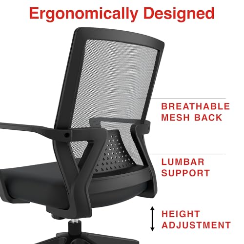 Staples Cartwright Ergonomic Office Desk Chair, Adjustable Mesh, Black N61606