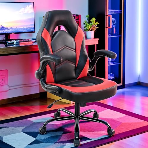 Gaming Chair with Footrest, Lumbar Support, Red/Black M9231