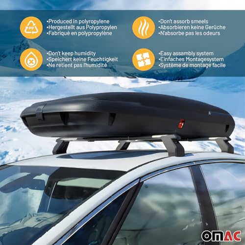 OMAC Car Rooftop Cargo Box 11.3 Cubic Feet Carbon Fiber Textured U552