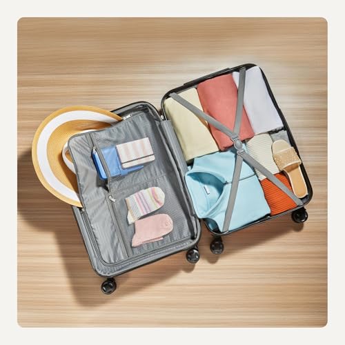 Amazon Basics 21" Hardside Carry-On Luggage with Wheels, Expandable, Black L489
