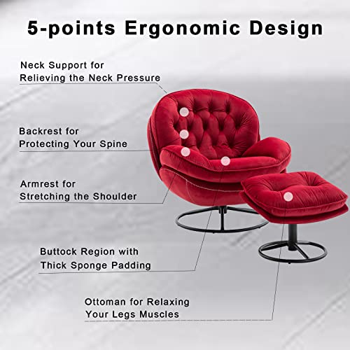 Baysitone Velvet Swivel Accent Chair with Ottoman Set, Modern Lounge Chair, Fruit Green Q36819