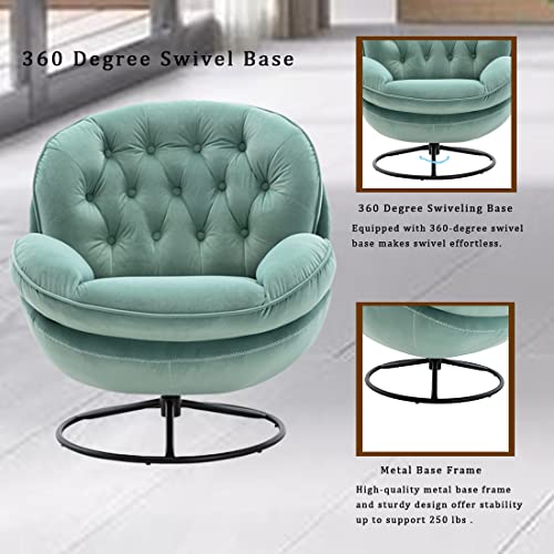 Baysitone Velvet Swivel Accent Chair with Ottoman Set, Modern Lounge Chair, Fruit Green Q36819