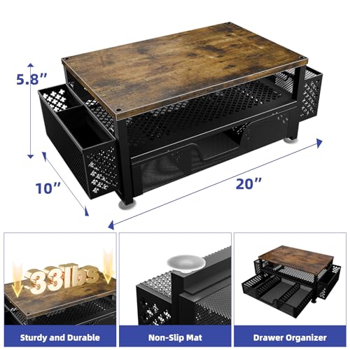 Simple Trending 2 Tier Metal Monitor Stand with Drawer and Pen Holder R17754