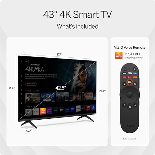 VIZIO 43-inch 4K UHD LED Smart TV with Dolby Vision HDR and Alexa Compatibility (Renewed) D572100