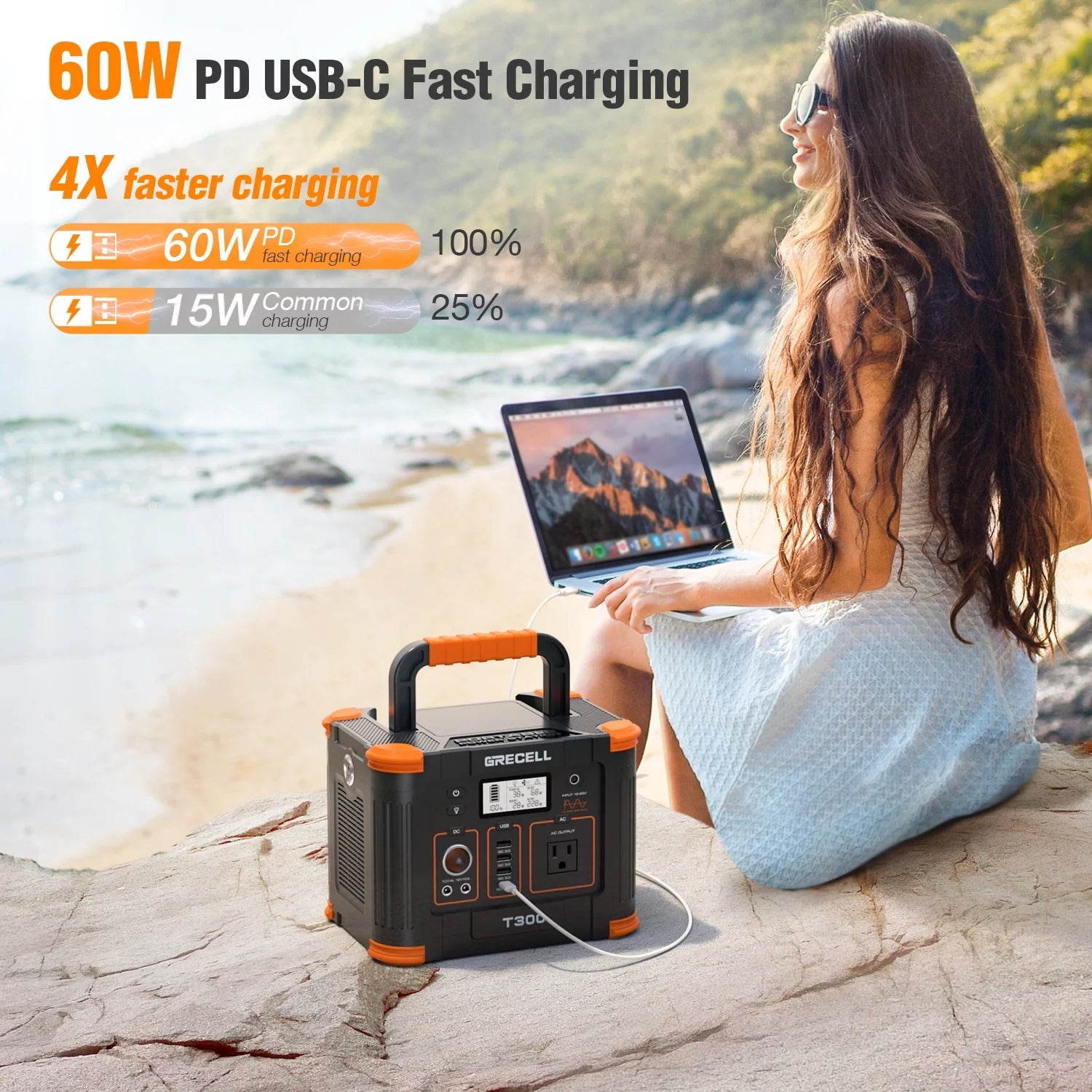 300W Portable Power Station 288Wh Solar Generator for Camping V794044