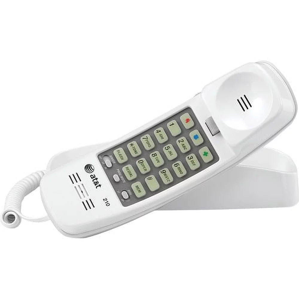 AT&T 210 Corded Trimline Phone with Speed Dial, White G59906
