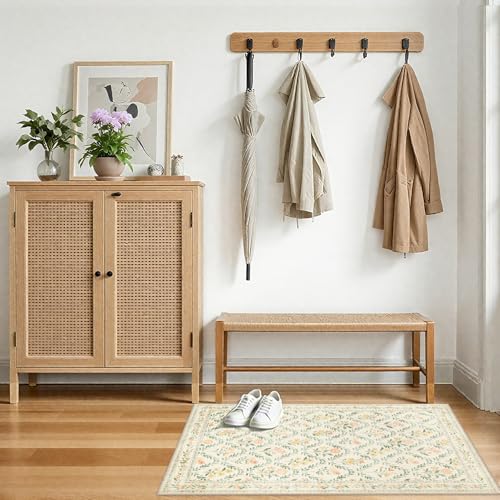 8x10 Floral Washable Area Rug for Living Room, Vintage Soft Non-Slip Carpet Z978379