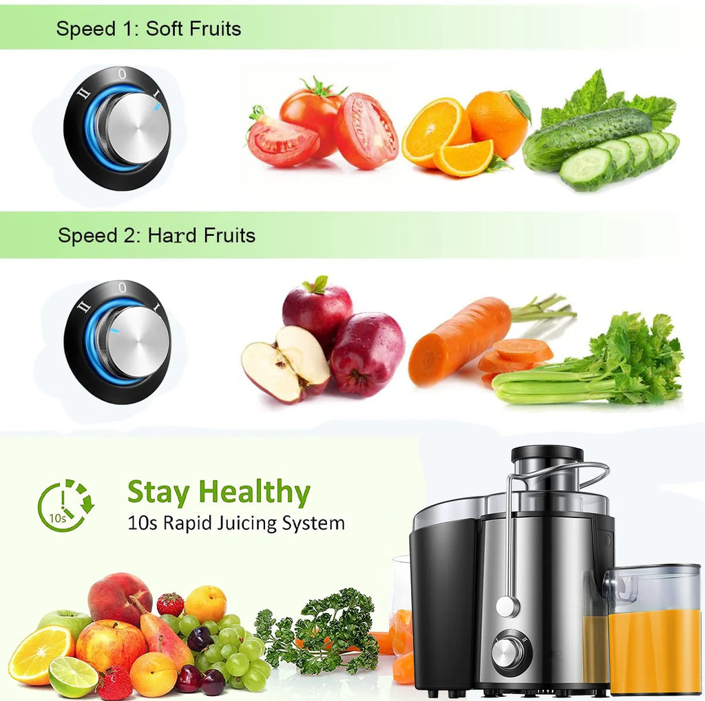 AICOOK Centrifugal Juicer for Fruits and Vegetables, 400W, Stainless Steel, 2 Speeds J616371