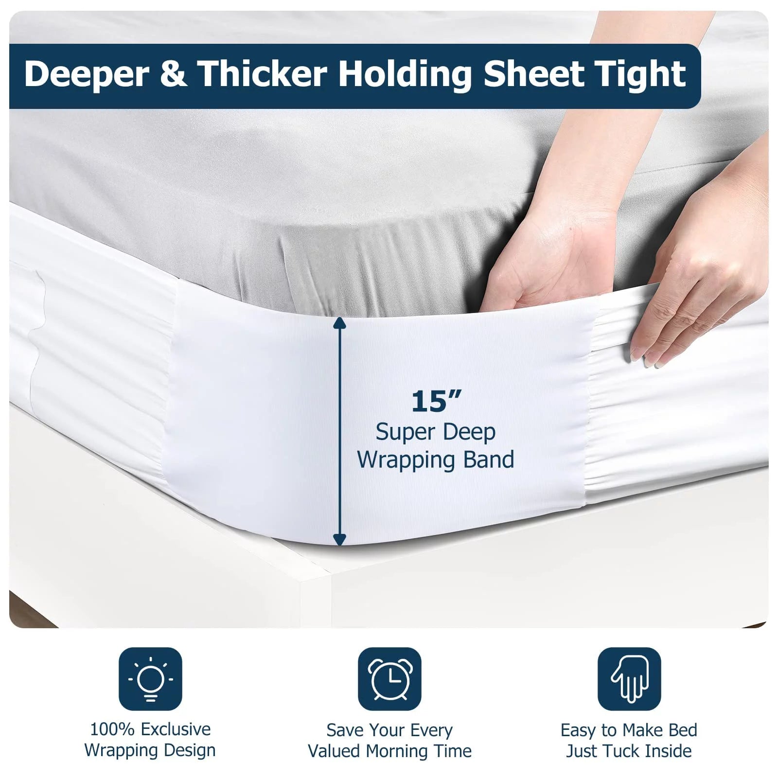 Sanmadrola Bed Sheet Holder, Mattress Corner Straps, Queen 60" x 80" K408730