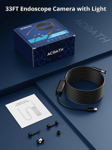 Dual-Lens 1920P HD Endoscope Camera with Light, IP67 Waterproof, 16.4ft for iOS & Android M65854
