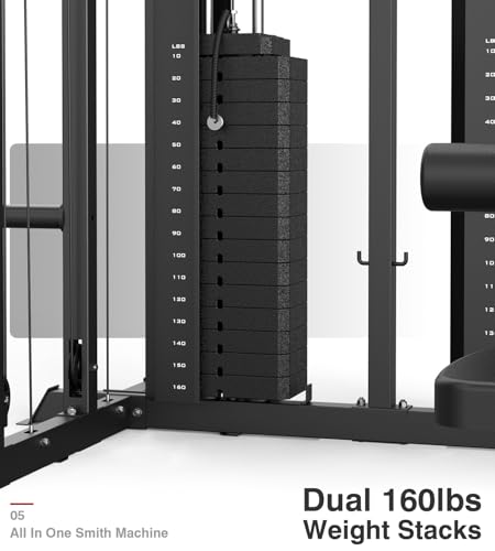 DONOW Smith Machine with Weight Stacks Power Cage Squat Rack Home Gym Y361