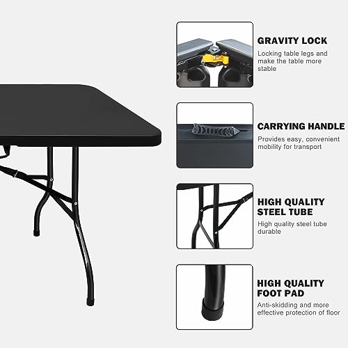 Portable Plastic Folding Table 4ft Heavy Duty Indoor Outdoor Y145657