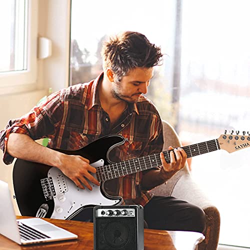 SAYHA Electric Guitar 39 Inch HSS Pickups Starter Kit with Amplifier, Bag, Tuner, Black C49559