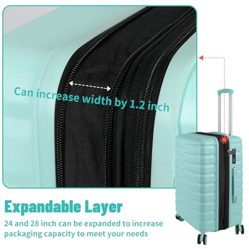 Lightweight 3-Piece Hardshell Luggage Set with Spinner Wheels & TSA Lock, Light Avocado Green B502471