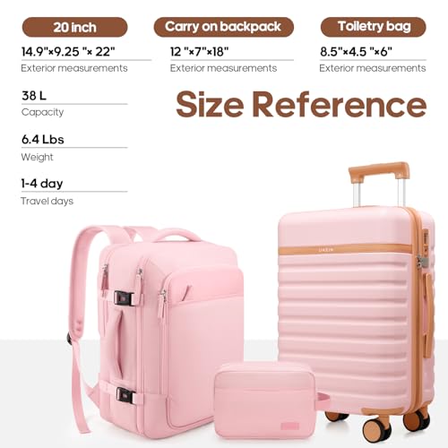 Luggage Sets 3 Piece, Carry On 20 Inch Hardside Suitcase with Spinner Wheels and TSA Lock J67858