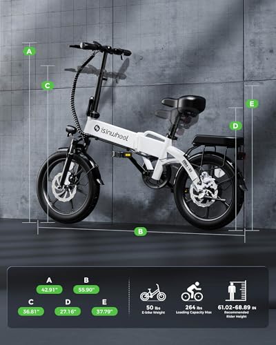 isinwheel U1 Folding Electric Bike, 500W Motor, 20 mph, Black O499
