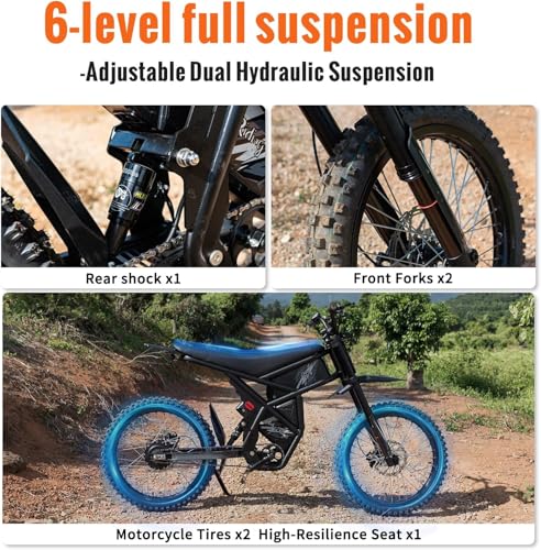 GT73 PRO Electric Dirt Bike for Adults, 60V 3000W Dual Battery, 85 Miles Range Q77385