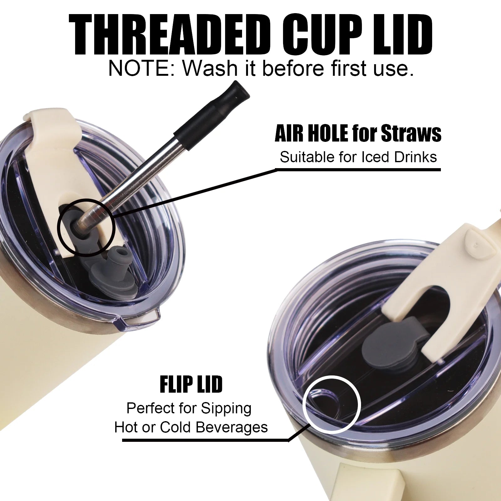AQUAPHILE Insulated Tumbler 40 oz Stainless Steel Coffee Mug with Lid and Straw V1412