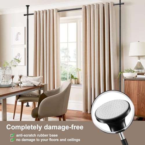 Tension Room Divider Curtain Rod, No Drilling, Heavy Duty Metal, Black L878936