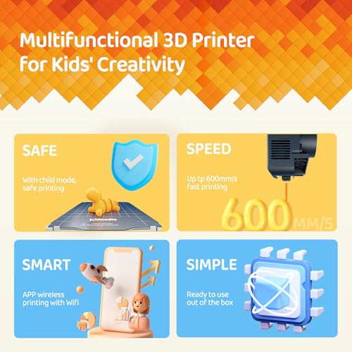 Kidoodle Mini 3D Printer for Kids & Beginners, Auto-Leveling, Touch Screen D392286