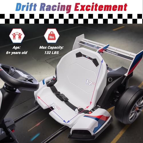 BMW Licensed 24V 9AH Electric Drift Kart for Kids, 7.5 MPH, Grey F94684