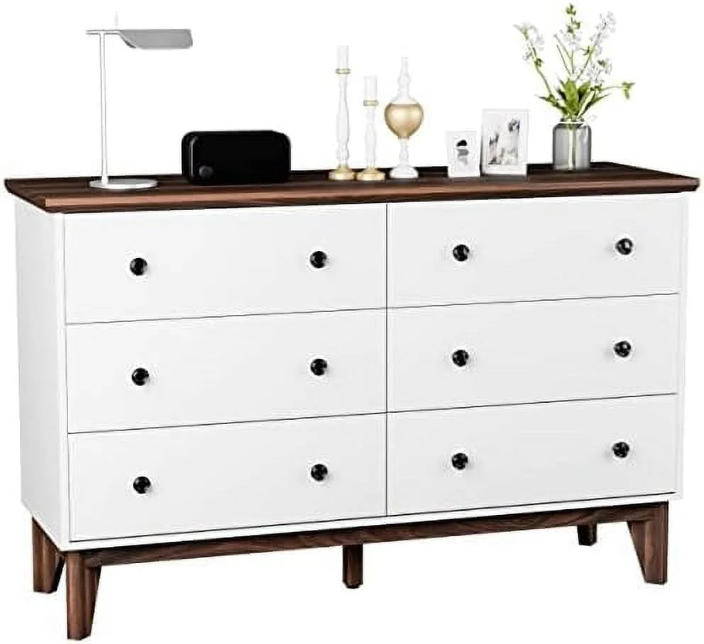 LNboomLife Dresser for Bedroom  6 Drawer Double Dresser with Deep Drawers  Wood Chest of Drawers   Dressers Organizer for Bedroom (Black)