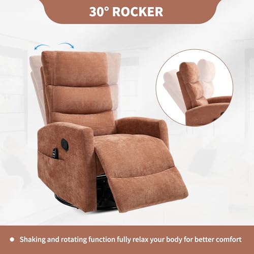 Massage Chair Recliner with Heat, Swivel Rocking, High Back Fabric Black V2333