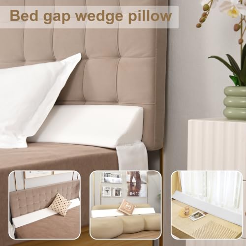 Vekkia King Bed Wedge Pillow for Headboard Mattress Gap Filler, Blue 76"x10"x6" C139495
