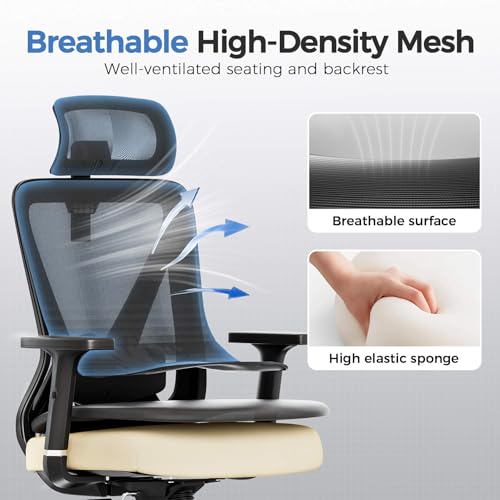 COMHOMA Ergonomic Big and Tall Gaming Chair 350 LBS with Lumbar Support, Black O381