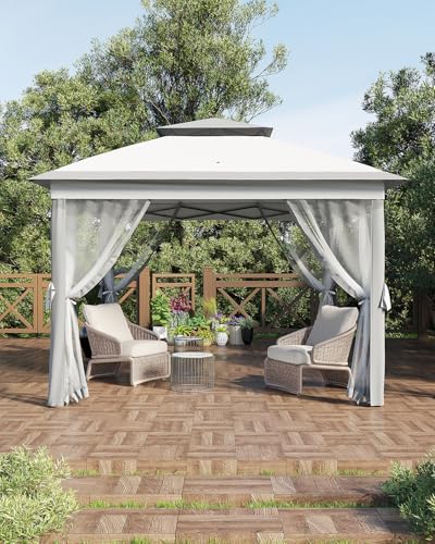 Pop Up Gazebo Tent with Mosquito Netting, Water & UV Resistant - Khaki J83860