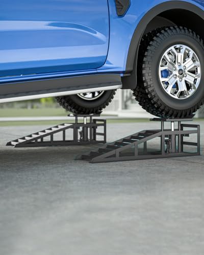 Hydraulic Car Ramps, 4-Position Adjustment, 5T Capacity, Low Profile I6327