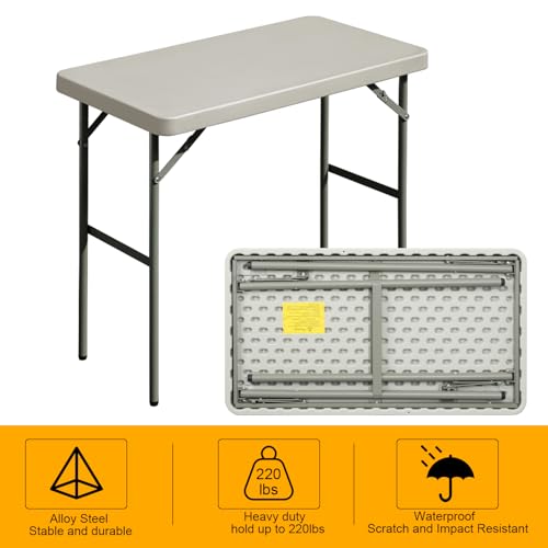 3ft Rectangular Plastic Folding Table for Indoor Outdoor Use A448