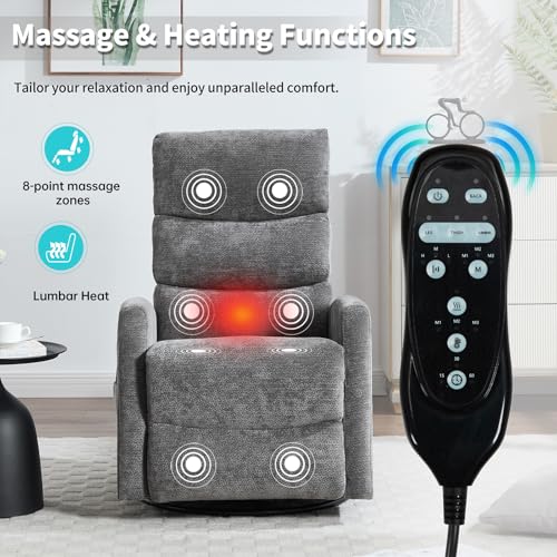 Massage Chair Recliner with Heat, Swivel Rocking, High Back Fabric Black V2333